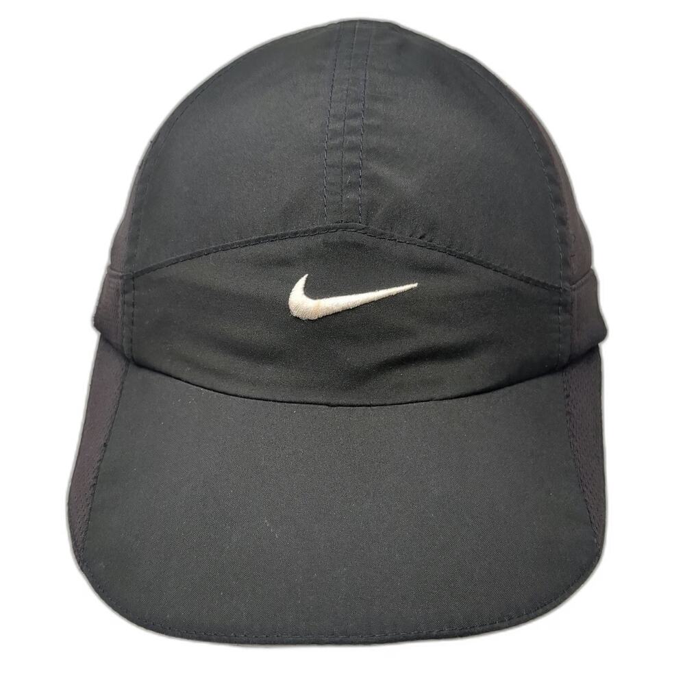 Nike Baseball Cap Black One Size Dri-Fit Mesh Strapback Hat Running Golf Sport